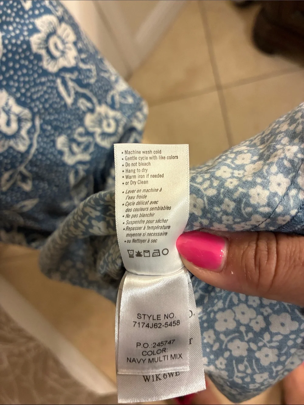 PAIGE Blue and White Floral Maxi Dress with Ruffle Hem Sz S